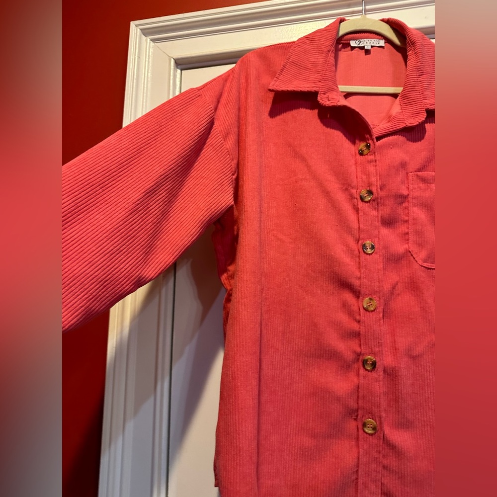 Cezele brand. Pink corduroy top. Size large. Never worn.